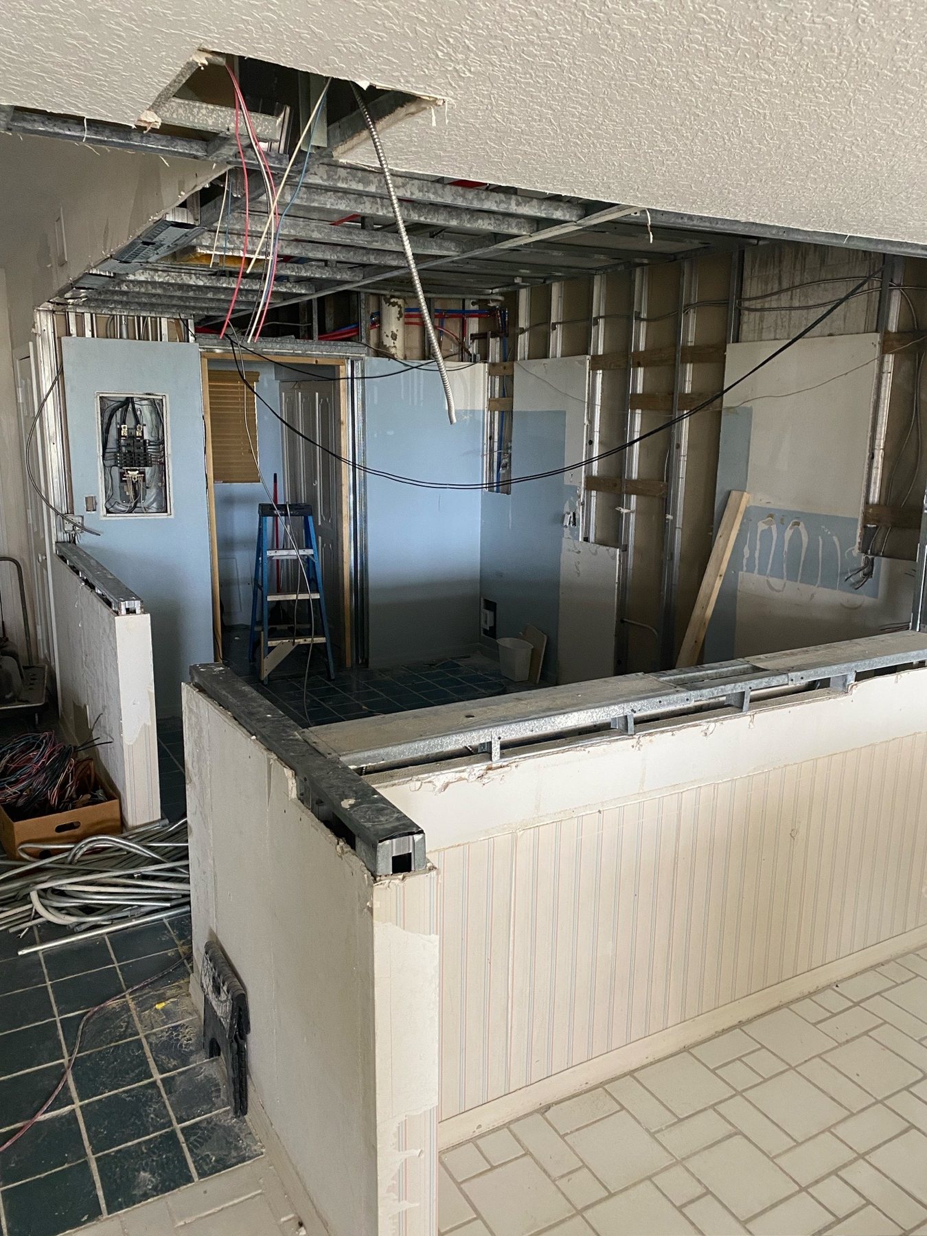 Marble kitchen during construction