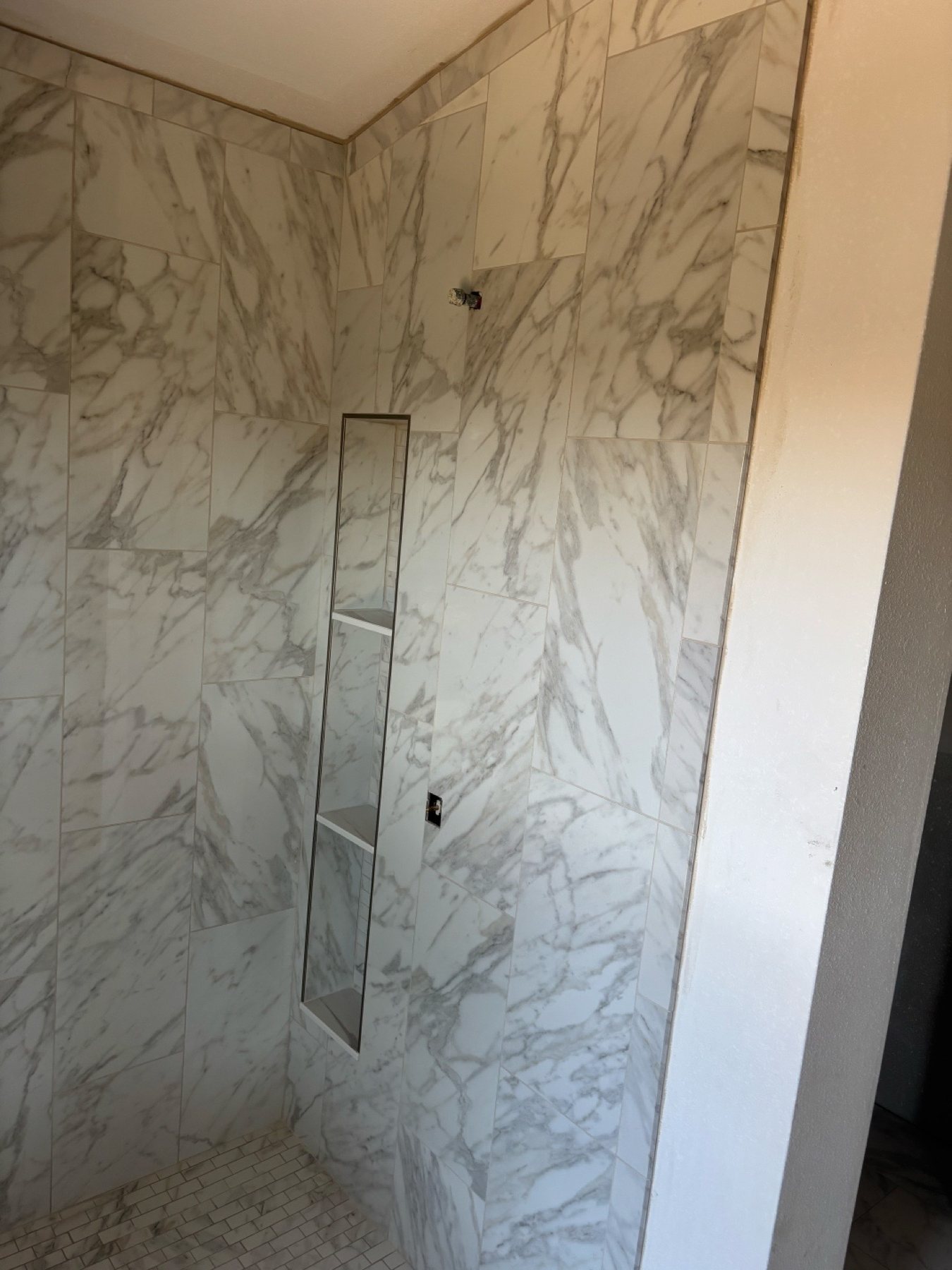 Marble walk-in shower